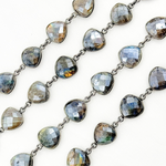 Load image into Gallery viewer, Coated Labradorite Triangle Shape Bezel Oxidized Wire Chain