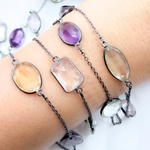 Load image into Gallery viewer, Multi Gemstone Organic Shape Connected Wire Chain.