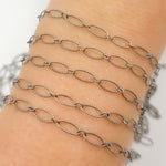 Load image into Gallery viewer, Oxidized Sterling Silver Hammered Oval & Smooth Round Link Chain