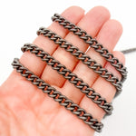 Load image into Gallery viewer, Black Rhodium Sterling Silver Smooth Curb Chain