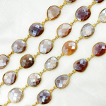 Load image into Gallery viewer, Coated Chocolate Organic Shape Bezel Gold Plated Wire Chain.