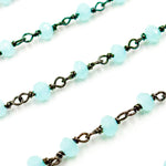 Load image into Gallery viewer, Aqua Color Chalcedony Black Rhodium 925 Sterling Silver Wire Chain