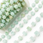 Load image into Gallery viewer, Amazonite Cube Faceted Sterling Silver Wire Chain