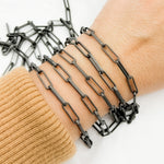 Load image into Gallery viewer, Black Rhodium Matt 925 Sterling Silver Flat Paperclip Chain