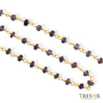 Load image into Gallery viewer, IOL1. Iolite Gold Plated 925 Sterling Silver Wire Chain