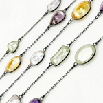 Load image into Gallery viewer, Multi Gemstone Organic Shape Connected Wire Chain