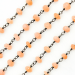Load image into Gallery viewer, Peach Moonstone Oxidized Wire Chain.