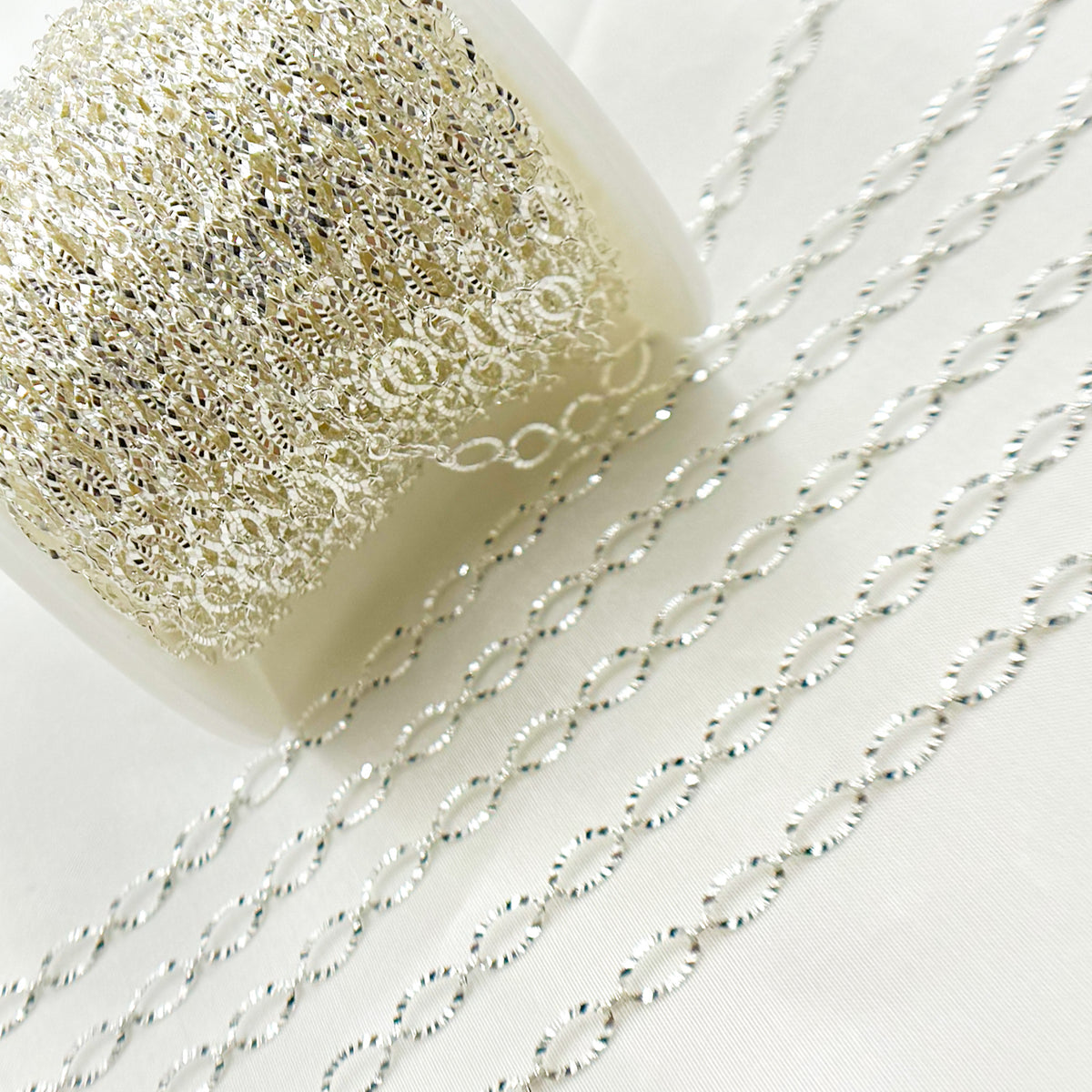 Sterling Silver Diamond Cut Oval Cable Chain