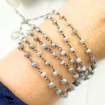 Load image into Gallery viewer, Coated Cyloni Moonstone Black Rhodium 925 Sterling Silver Wire Chain
