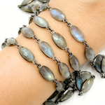 Load image into Gallery viewer, Labradorite Oval Shape Bezel Oxidized Wire Chain.