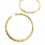 Load image into Gallery viewer, GER54. 14K Solid Gold Twist Round Hollow Hoop Earrings