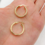 Load image into Gallery viewer, 15850024626. 14K Solid Gold Textured Hollow Hoop Earrings
