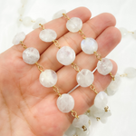 Load image into Gallery viewer, Coin Shape Moonstone Gold Plated Wire Chain. MS50