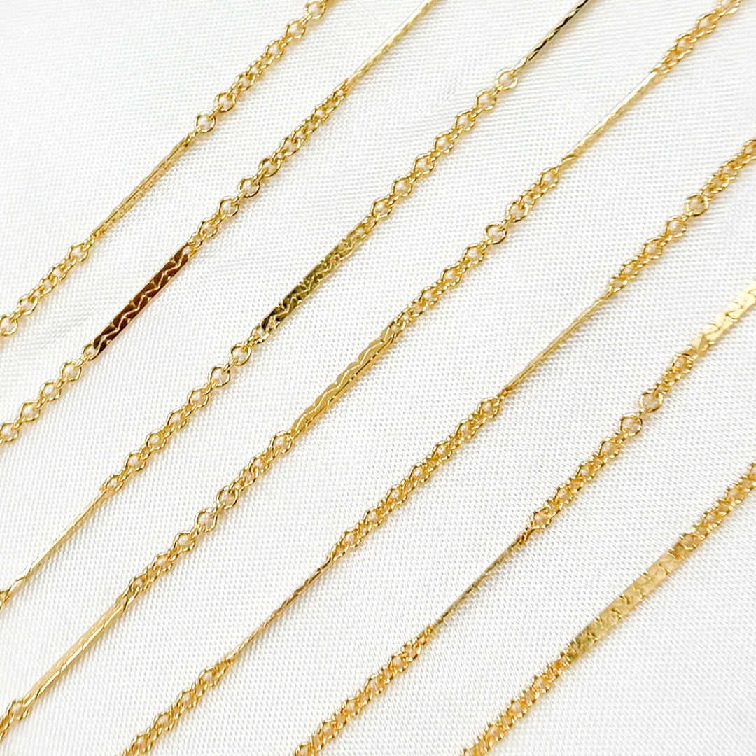 14K Gold-Filled Cable and Bars Chain