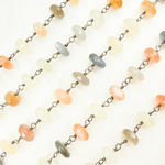 Load image into Gallery viewer, Multi Moonstone Oxidized Wire Chain