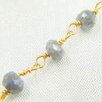 Load image into Gallery viewer, Coated Grey Quartz Gold Plated Wire Chain.