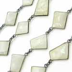 Load image into Gallery viewer, White Moonstone Fancy Shape Bezel Chain.