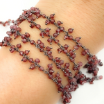 Load image into Gallery viewer, Garnet Cluster Dangle Oxidized Wire Chain