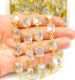 Load image into Gallery viewer, Cubic Zirconia Rectangular Shape Bezel Chain