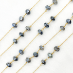 Load image into Gallery viewer, Coated Labradorite Gold Plated Wire Chain.