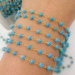 Load image into Gallery viewer, Gold Plated Sterling Silver Turquoise Wire Chain