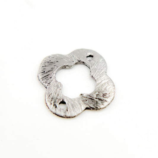 10MM Black Rhodium Sterling Silver Brushed Flower Connector