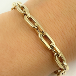 Load image into Gallery viewer, 14K Yellow Hollow Gold Flat Paperclip Bracelet