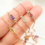 Load image into Gallery viewer, Multi Color Cubic Zirconia Rectangular Shape Connected Chain