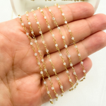 Load image into Gallery viewer, Moonstone Wire Wrap Chain made with Gold Plated 925 Sterling Silver.