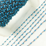 Load image into Gallery viewer, Turquoise Wire Wrap Chain made with Black Rhodium 925 Sterling Silver. TRQ10