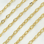 Load image into Gallery viewer, Y15GP. Gold Plated 925 Sterling Silver Flat Hammered Oval Link Chain