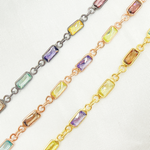 Load image into Gallery viewer, Multi Color Cubic Zirconia Rectangular Shape Connected Chain