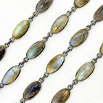 Load image into Gallery viewer, Labradorite Oval Shape Bezel Oxidized Wire Chain.
