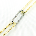 Load image into Gallery viewer, 925 Sterling Silver Two Tone (Yellow Gold, Black Rhodium) Diamond Cut Paperclip Chain