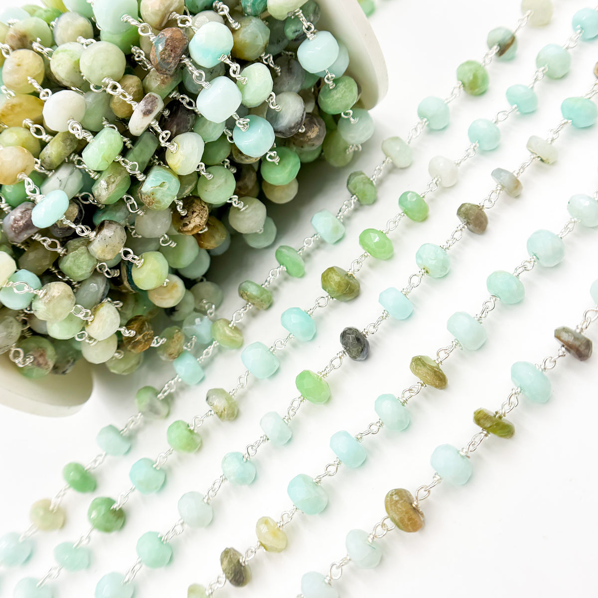 Peruvian Opal Sterling Silver Wire Chain