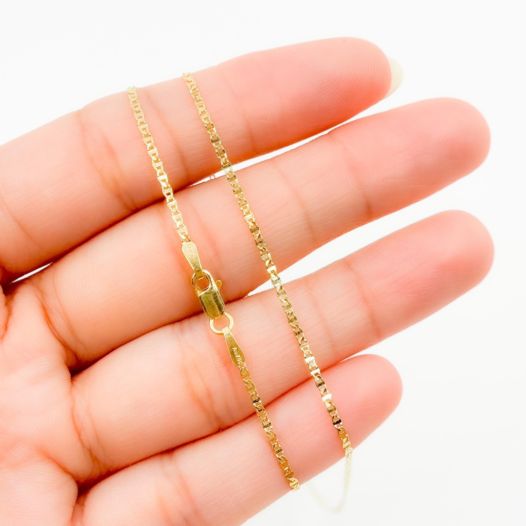 18K Solid Gold Flat Marina Link Chain