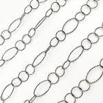 Load image into Gallery viewer, Oxidized Sterling Silver Diamond Cut Long and Short Oval Link Chain