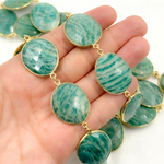 Load image into Gallery viewer, Amazonite Oval Shape Bezel Gold Plated Wire Chain