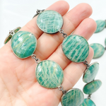 Load image into Gallery viewer, Amazonite Oval Shape Oxidized Wire Chain.