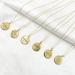 Load image into Gallery viewer, 14k Solid Gold Medallion Flower-Month Necklace