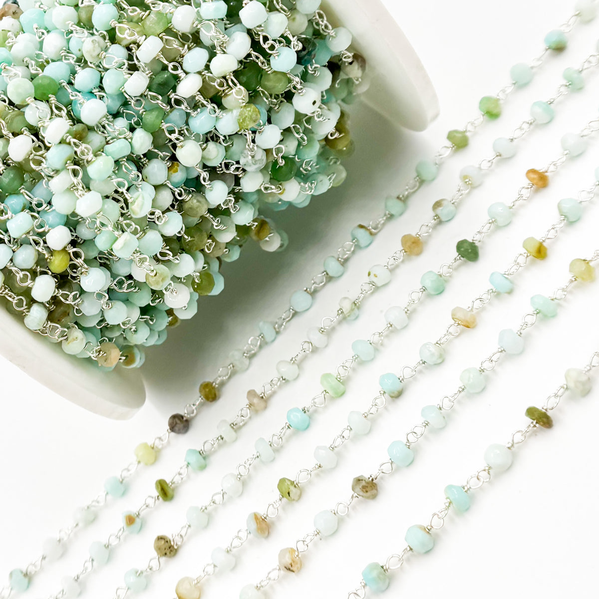 Peruvian Opal Sterling Silver Wire Chain