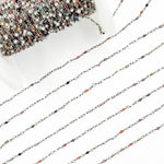 Load image into Gallery viewer, MGS26. Multi Gem Stone Faceted Roundel Wire Wrapped Chain