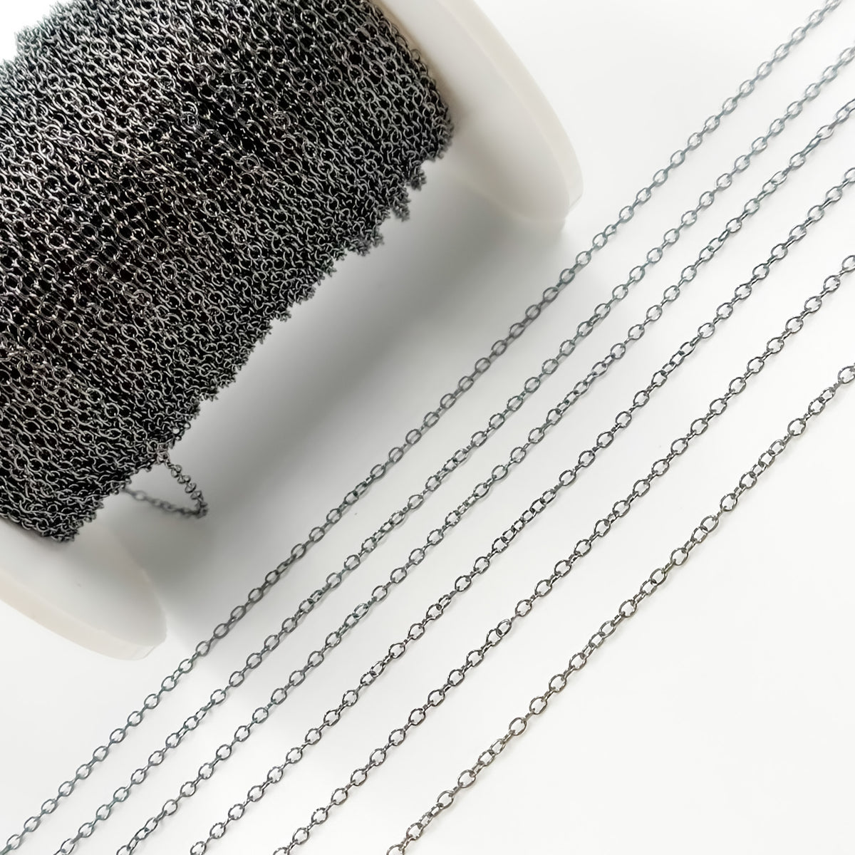 Black Rhodium Sterling Silver Smooth Cable Chain