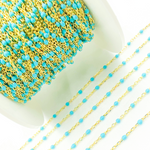 Load image into Gallery viewer, Gold Plated Sterling Silver Enamel Turquoise Color Cable Chain