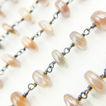 Load image into Gallery viewer, Coated Taupe Smooth Moonstone Oxidized Wire Chain.