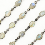 Load image into Gallery viewer, Labradorite Cut Pear Shape Bezel Oxidized Wire Chain