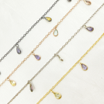Load image into Gallery viewer, Multi Color Cubic Zirconia Pear Shape Dangle Chain