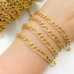 Load image into Gallery viewer, Gold Plated 925 Sterling Silver Hollow Figaro Chain.