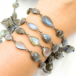Load image into Gallery viewer, Labradorite Mix Shape Bezel Oxidized Wire Chain