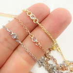Load image into Gallery viewer, Cubic Zirconia Round 3mm Shape Connector With Chain Between